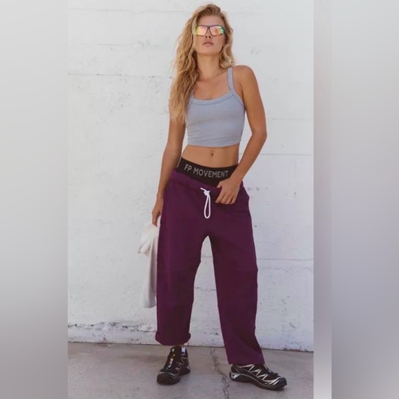 NWT Free People Score Board Barrel Pants In Deep Mullberry